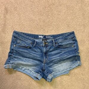 Mossimo Supply Co. Distressed Mid-Rise Denim Cutoff Shorts - Blue